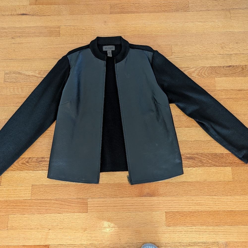 Uniform John Paul Richard Women's L Black Sweater Leather Full Zip Jacket